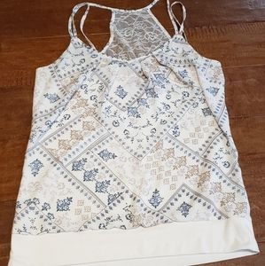Maurices Cream print lace racer back tank